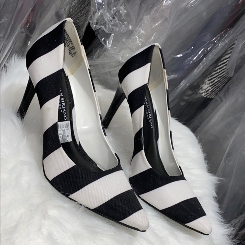 Black & White Striped Heels